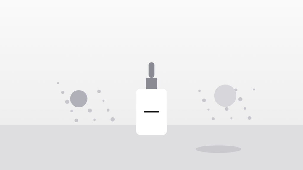 Minimal grey dropper bottle with small textured dots, illustration